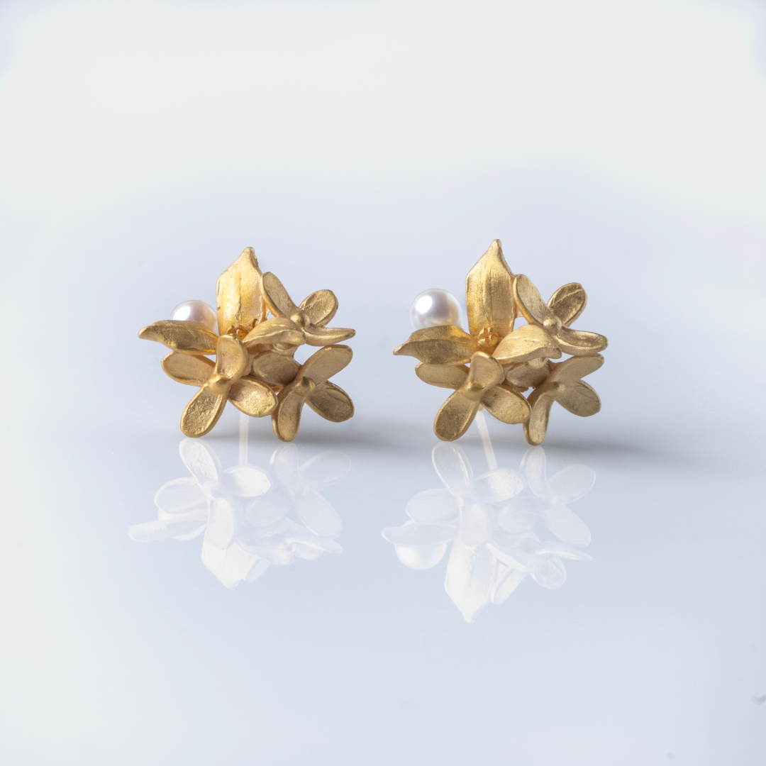 Dreamer Flowers and Pearls Earrings - Small