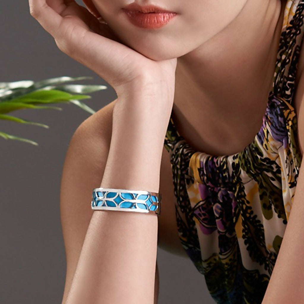 Kawung Bangle - Turquoise Blue