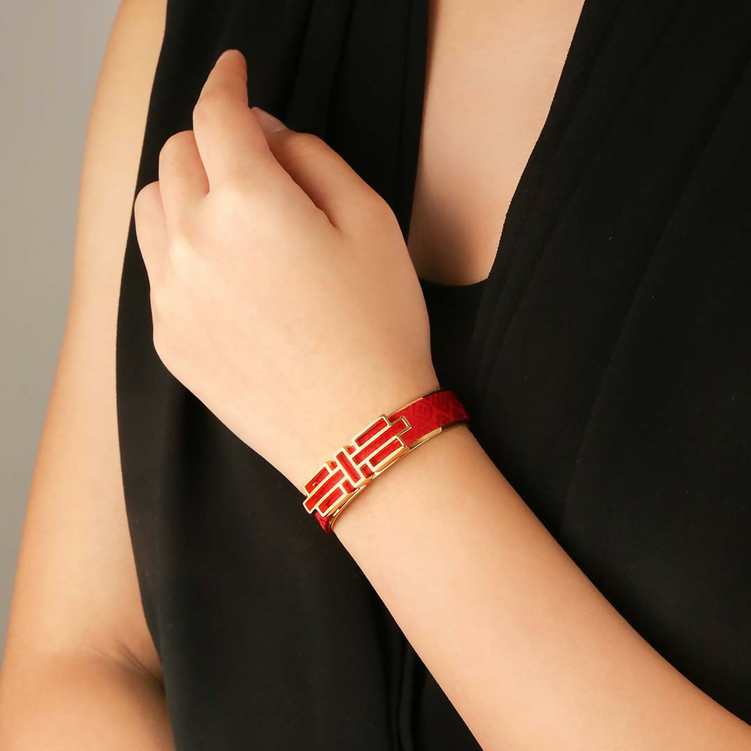 Ban Zu Silk Cuff - Dragon Red