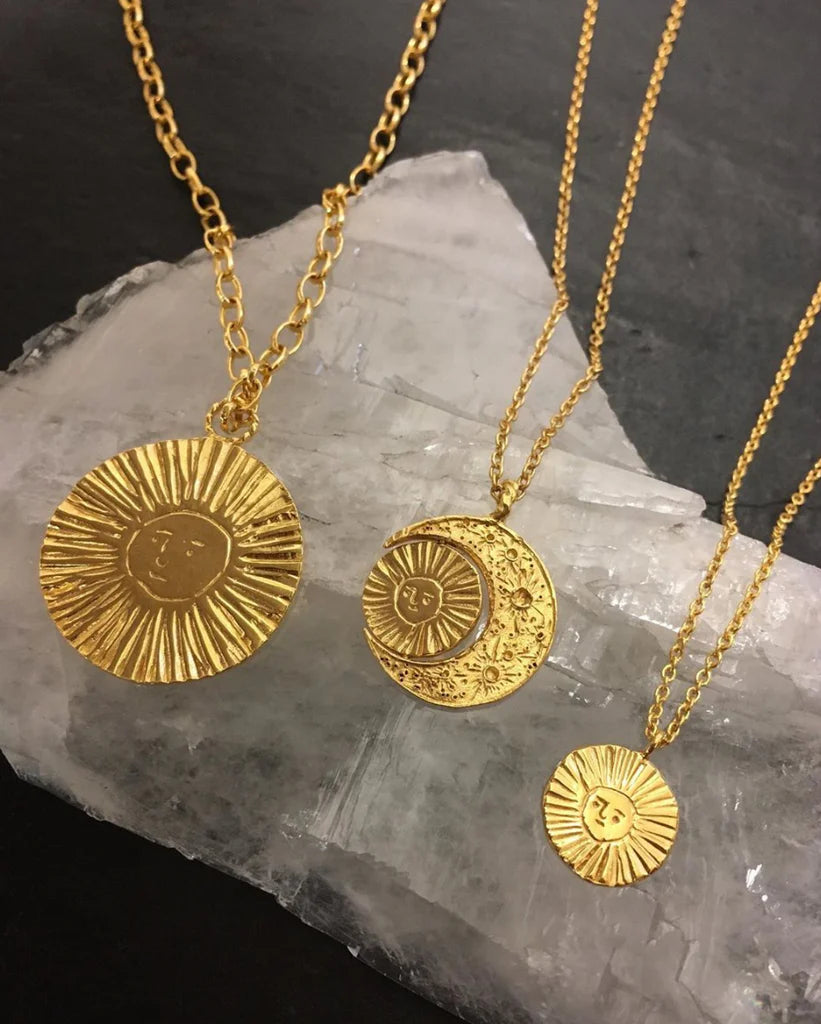 Sun Disc Necklace - Gold Vermeil