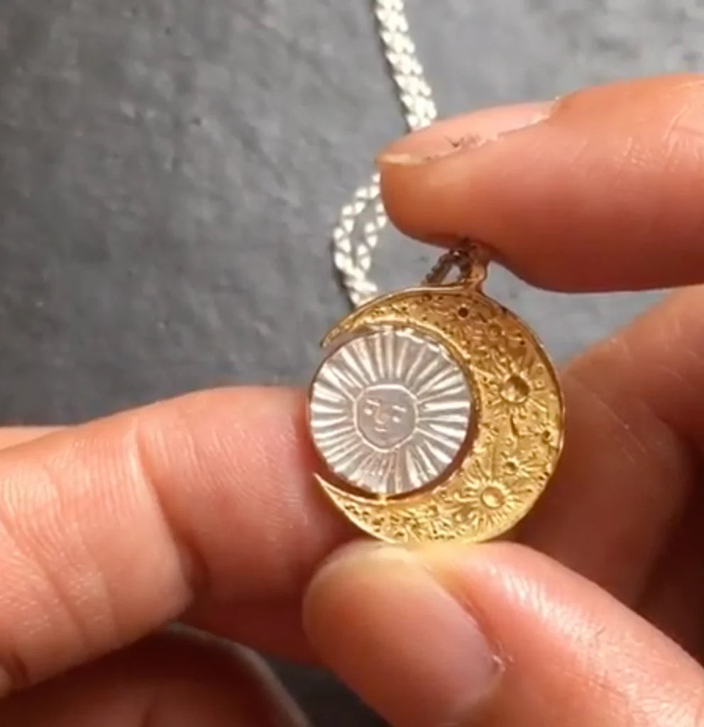 Crescent Moon & Gold Sun Necklace