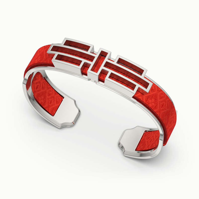 Ban Zu Silk Cuff - Dragon Red