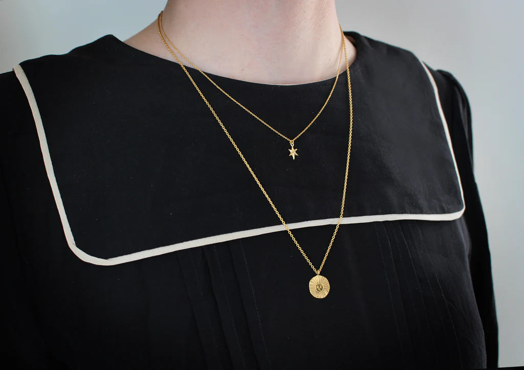 Sun Disc Necklace - Gold Vermeil