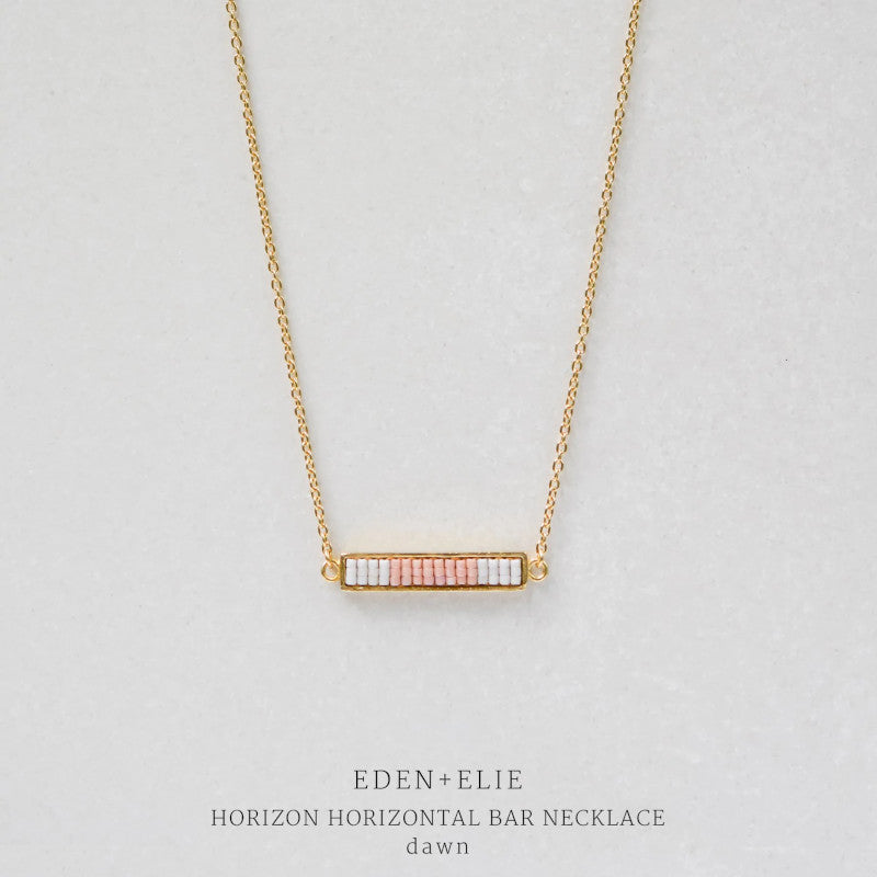 Horizon Horizontal Bar Necklace - Dawn Pink