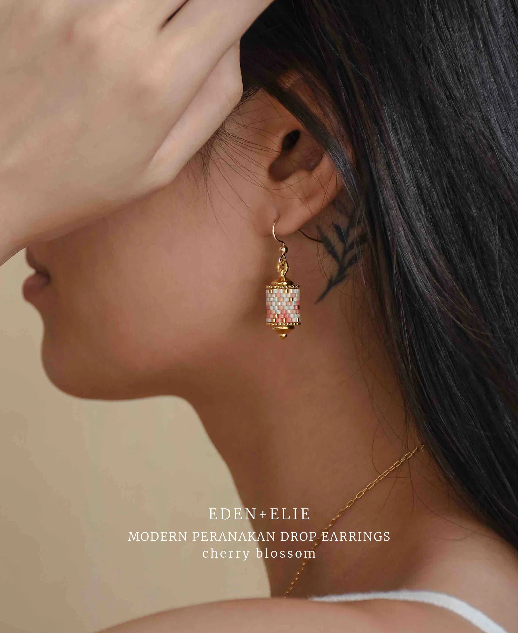 Modern Peranakan Drop Earrings - Blue