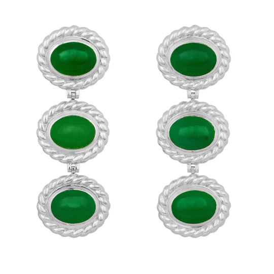Alexandria Earrings - Silver - Green Onyx
