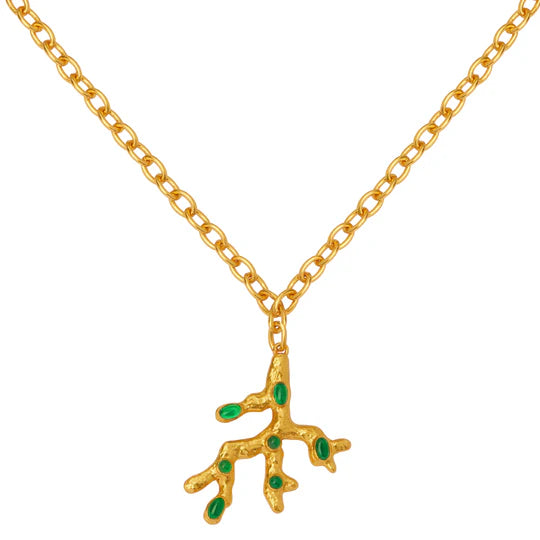 Triton Necklace - 24k Gold - Green Onyx