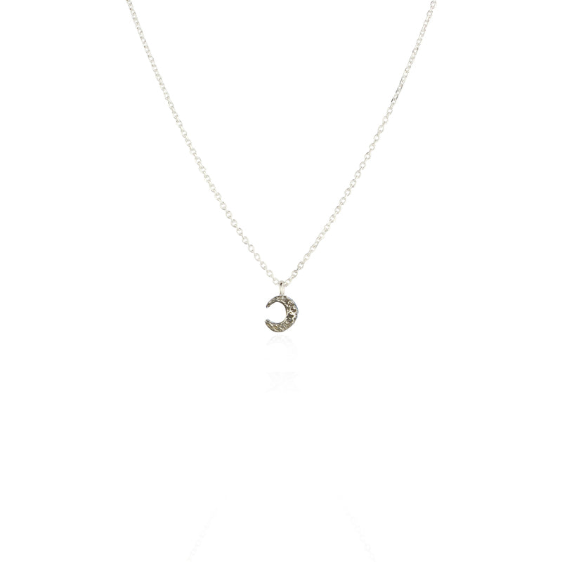 Micro Crescent Moon Necklace - Silver