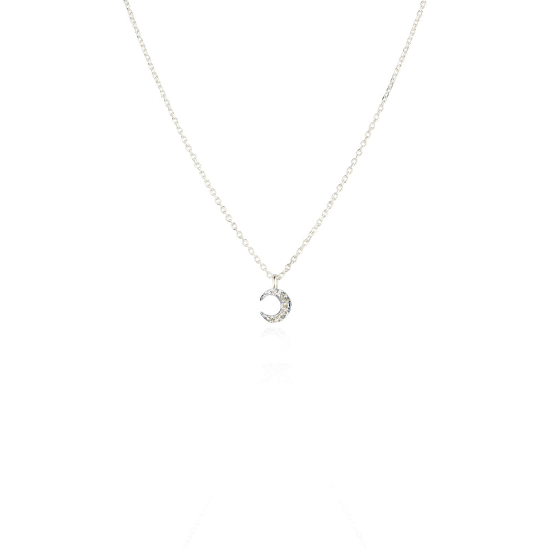 Micro Crescent Moon Necklace - Silver