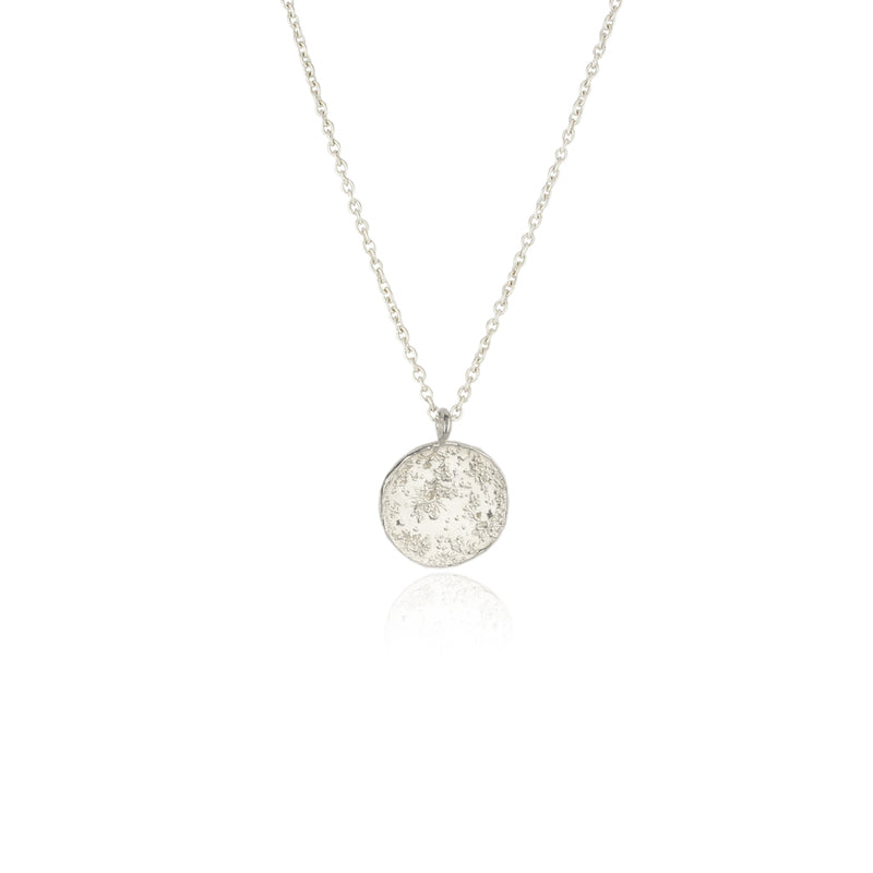 Moon Disc Necklace - Silver