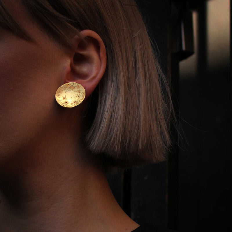 Large Moon Disc Earrings