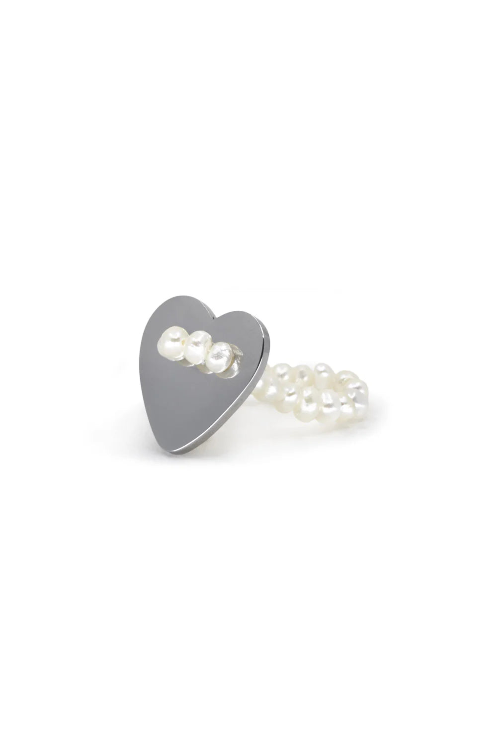 Pearly Heart Ring - Silver