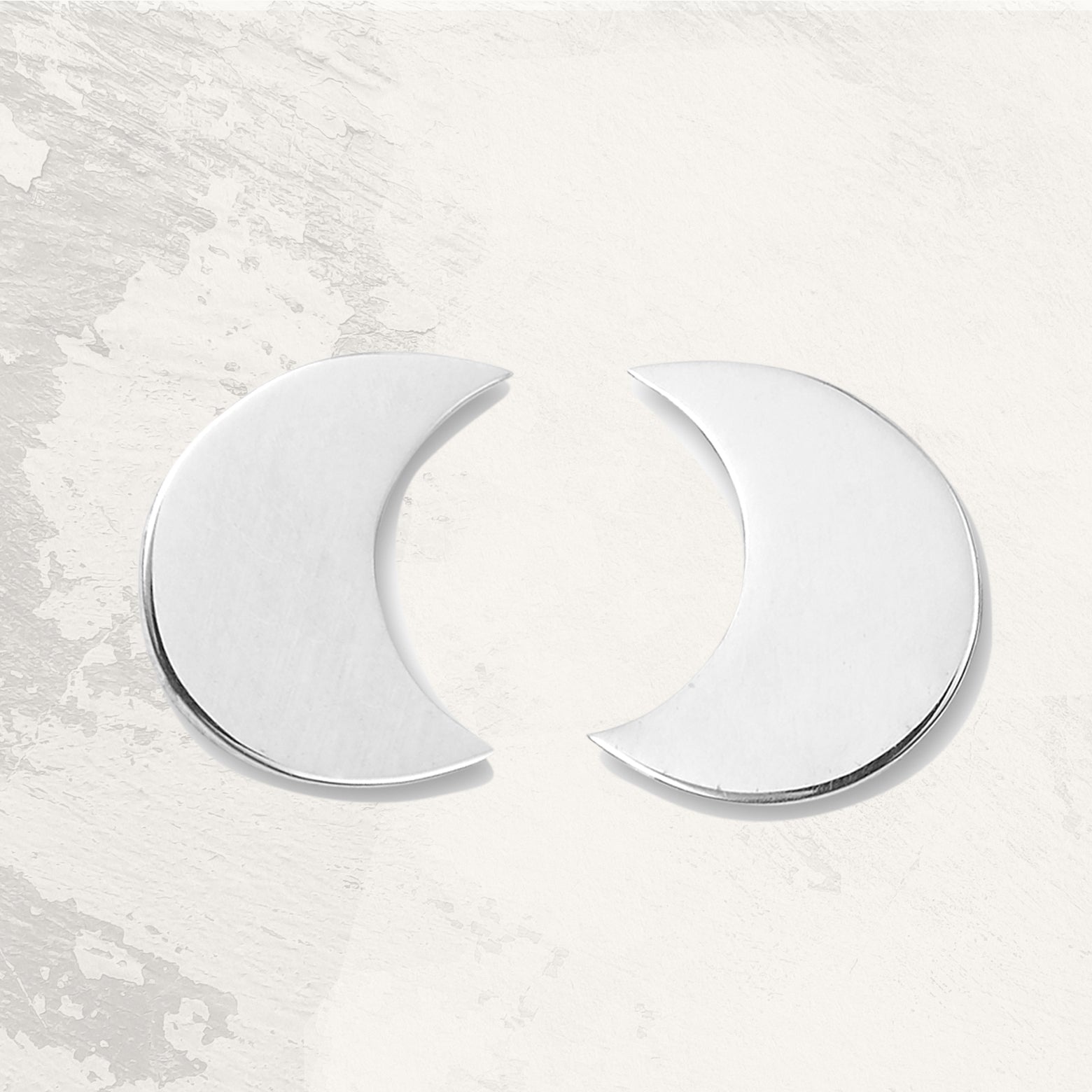 Sterling silver crescent moon stud earrings