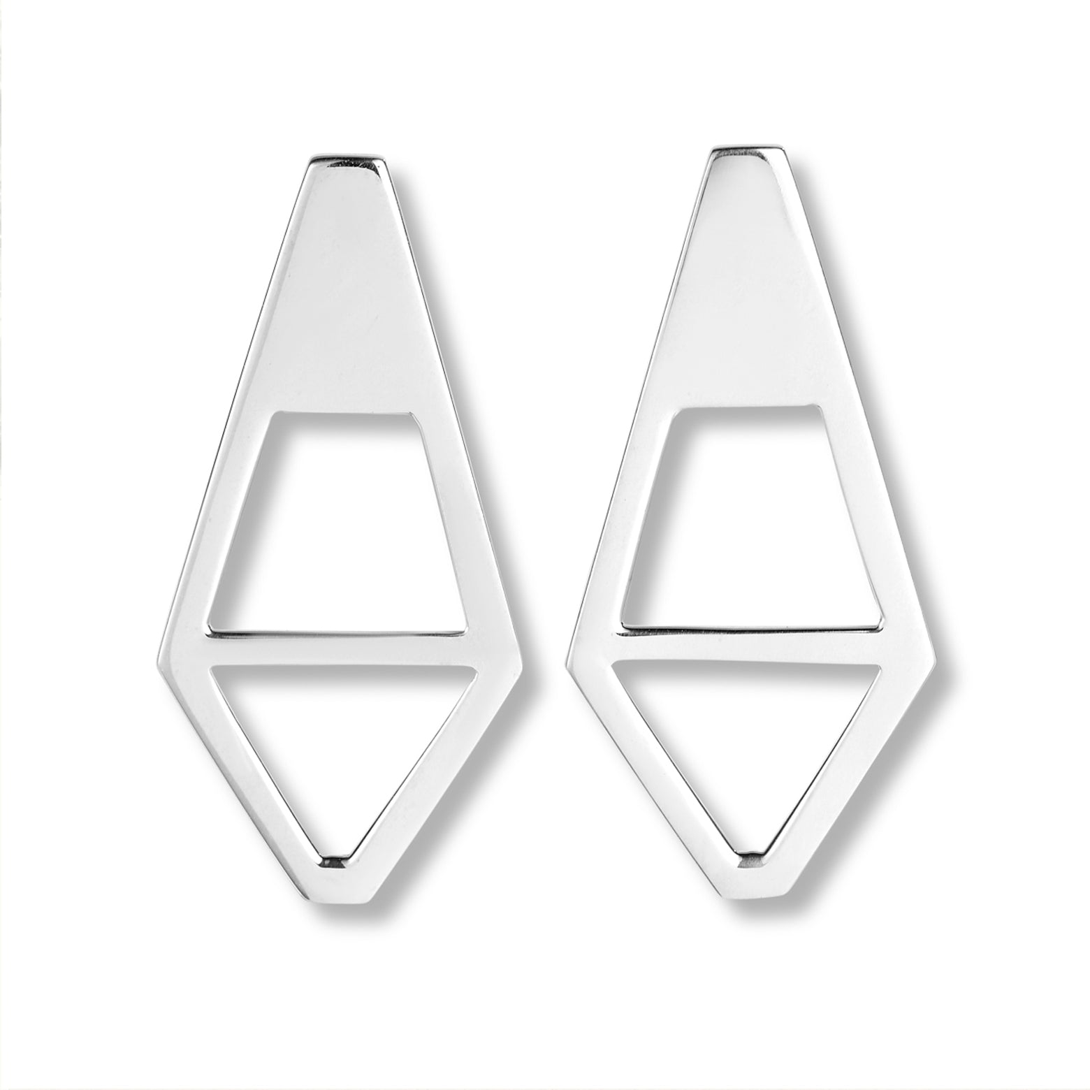 Sterling silver earrings with geometric cutouts