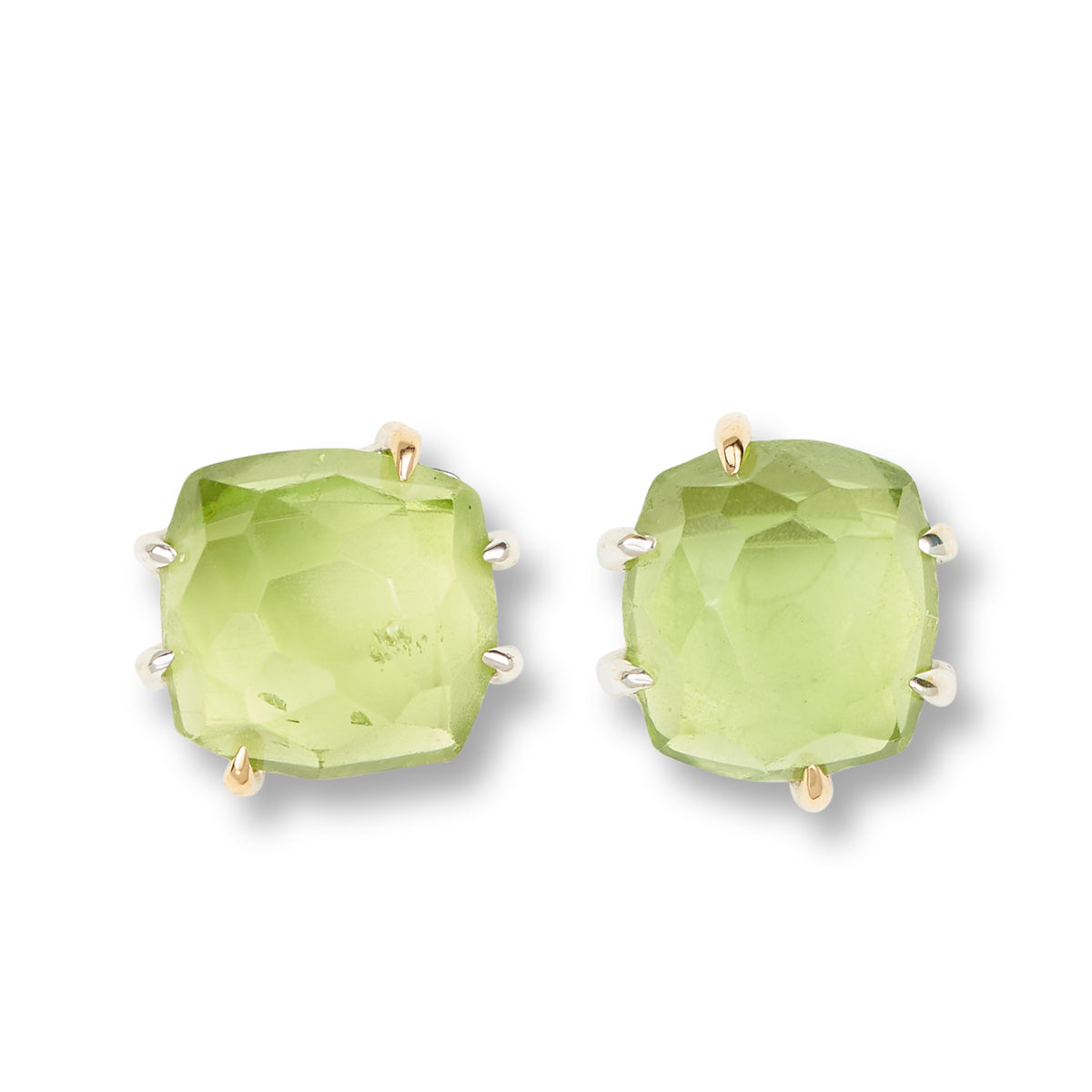 Green peridot stud earrings